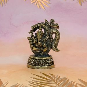 Ganesh Om Wisdom Brass Statue - NEW